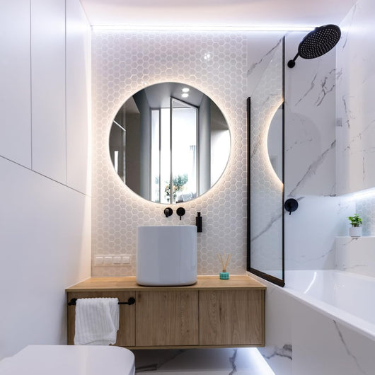 Specchio Rotondo da Parete RUBLO 60 cm, Specchio Retroilluminato Bagno, Led 4000K, Specchiera Bagno Made in Italy Personalizzabile Bordo Filo Lucido Moderno