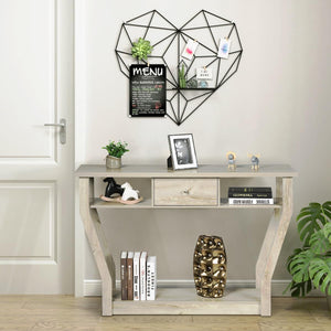 Tavolo Consolle in Legno, Consolle con Cassetto e Ripiani, Tavolo d'Ingresso Multiuso per Salotto, Corridoio e Entrata 120 x 30 x 81 cm (Grigio)