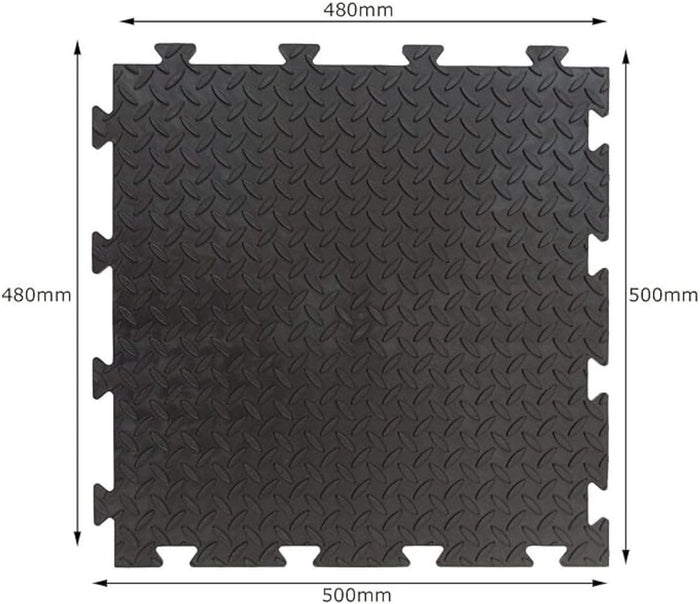Piastrella in PVC morbida nera, superficie con disegno in rilievo "chicchi di riso" 50X50X10