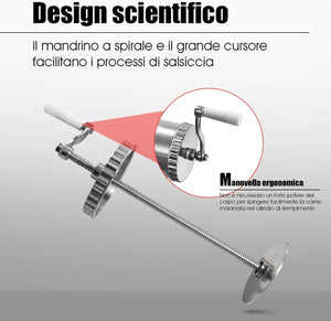 2,5kg Insaccatrice per Salsiccia Macchina per la Produzione di Salsicce Insaccatrice Manuale, in Acciaio Inossidabile, Salsicce Siringa con 3 Tubi di Riempimento