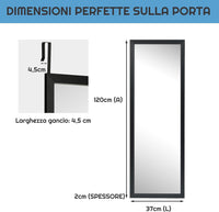 Specchio sulla Porta o sul Muro, Specchio a Figura Intera, Specchio Montato al Muro per Camera da Letto Salone Spogliatoio,120 x 37 cm (Nero)