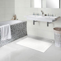 Tappeto Bagno 50x110 cm Puro Cotone Elegante Lussuoso Morbido Scendiletto Antiscivolo Bianco