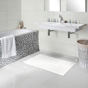 Tappeto Bagno 50x80 cm Puro Cotone Elegante Lussuoso Morbido Scendiletto Antiscivolo Bianco