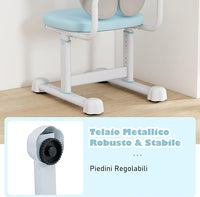 Sedia da Scrivania per Bambini 3+ Anni, Sedia Imbottita per Studiare con Doppio Supporto Lombare e Altezza Regolabile, Chair da Compiti per Casa e Scuola, Portata 100 kg (Blu)