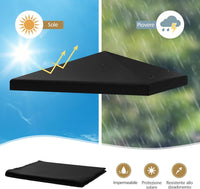 Copertura per Gazebo, Tetto Ricambio per Gazebo, Tetto del Padiglione 3x3 m (Nero)