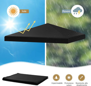 Copertura per Gazebo, Tetto Ricambio per Gazebo, Tetto del Padiglione 3x3 m (Nero)