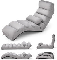 Sedia Pieghevole da Pavimento Portatile, Divano Imbottito, Regolabile in 5 Posizioni, Supporto per la Schiena, Ideale per Rilassarsi Leggere (Grigio)