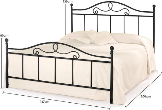 Qualydorm Letto in Ferro Battuto Moderno matrimoniale MALTA - Made in Italy Vari colori da cm 160x190 Artigianale Bianco