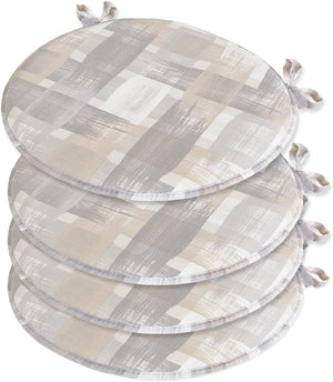 Set 4 Cuscini Sedia Rotondi Cotone Con Lacci Lavabili Morbidi Coprisedia Tondi Shabby Chic Moderni