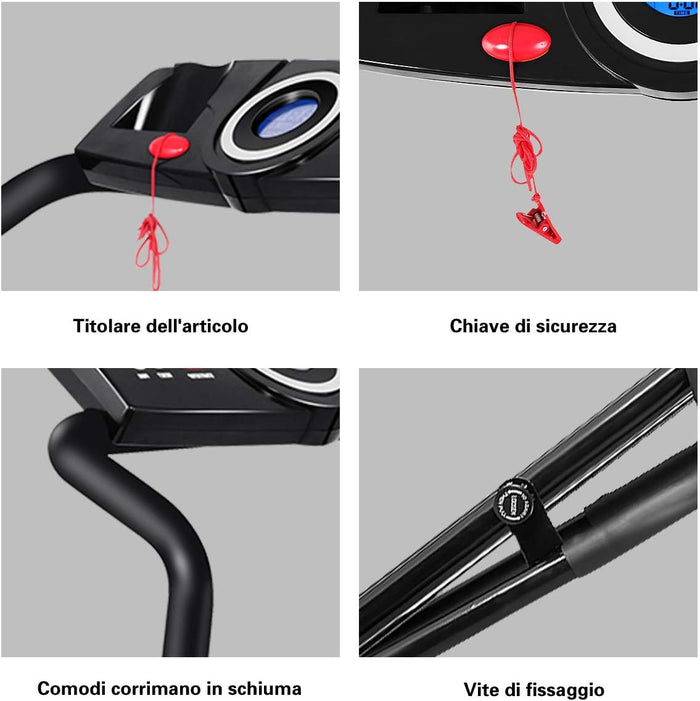 Tapis Roulant Elettrico Pieghevole 10km/h, 12 Programmi Regolabile, Professionale, per Casa e Ufficio, Nero 400W