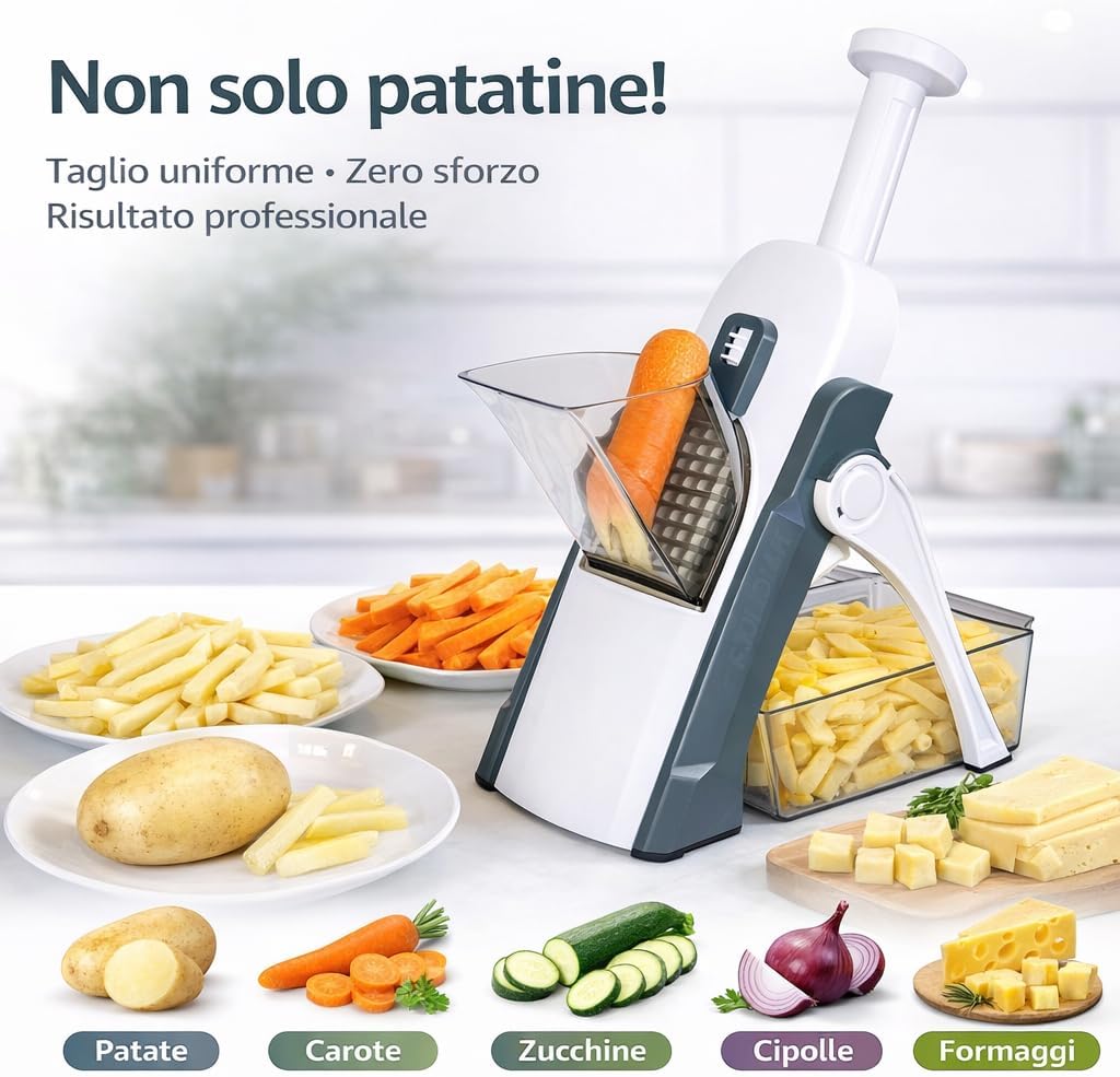 Mandolina per Verdure Multifunzionale, Mandolina Affettatrice di Verdure con Spessore Regolabile, Chopper per Patate e Cipolla, Kitchen Chopping Artifact Cutter Professionale.
