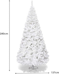 Albero di Natale 150/180/210/240 cm, Albero di Natale Bianco con 350/650/950/1138 Rami in PVC e Supporto in Metallo, Albero di Natale Artificiale per Casa, Ufficio e Negozio (240 cm)