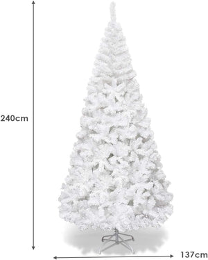 Albero di Natale 150/180/210/240 cm, Albero di Natale Bianco con 350/650/950/1138 Rami in PVC e Supporto in Metallo, Albero di Natale Artificiale per Casa, Ufficio e Negozio (240 cm)