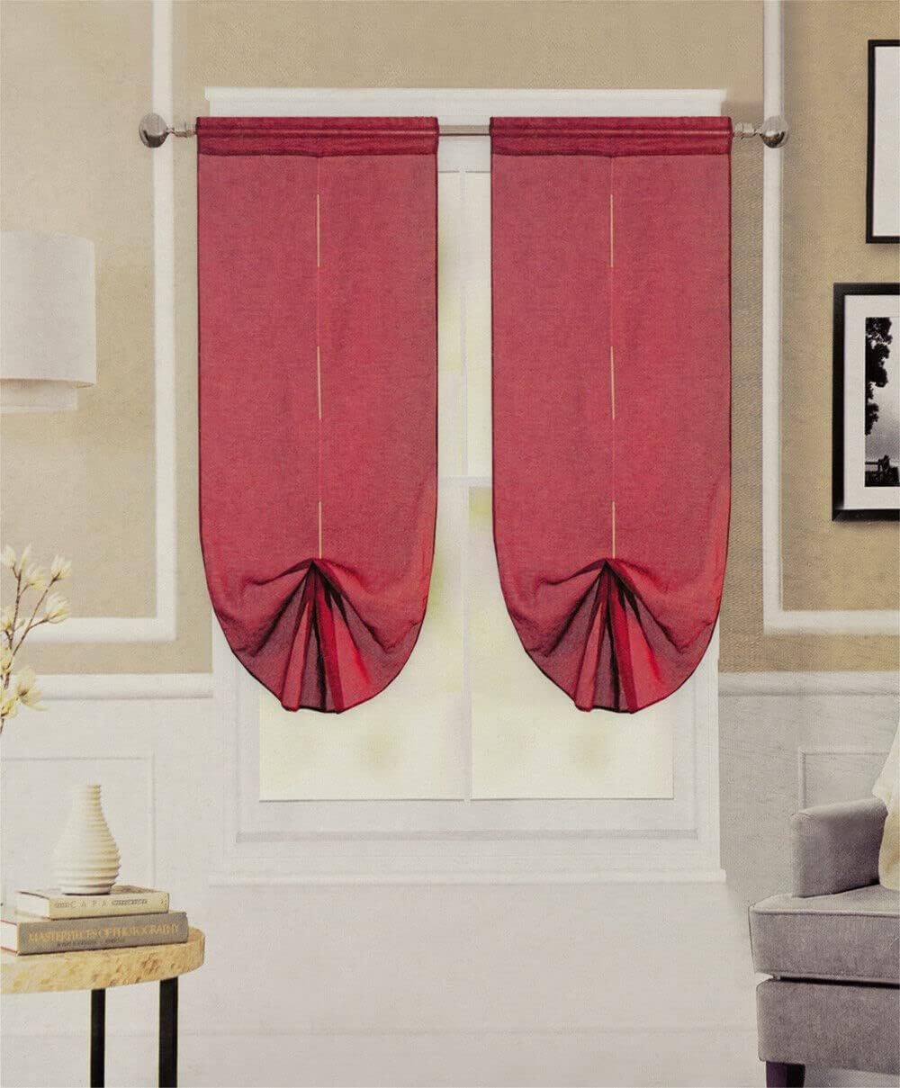Tende Pacchetto Coppia Regolabili 60x240 cm Finestra Porta Interno Tessuto Casa Bordeaux