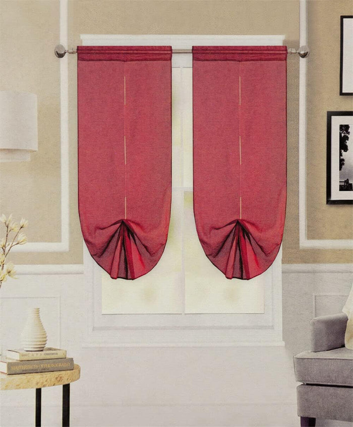 Tende Pacchetto Coppia Regolabili 60x240 cm Finestra Porta Interno Tessuto Casa Bordeaux