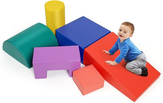 Set di 6 Blocchi per Bambini con Diverse Forme e Colori, Centro Attività Palestrina Giocattolo per Arrampicata e Strisciamento (Viola)