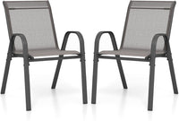 Set di 2/4 Sedie da Giardino, Poltrone in Tessuto Textilene per Esterno, Sedie Impilabili con Gambe in Metallo, Portata 150 kg, 56 x 70 x 84 cm (Grigio,2)