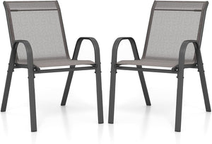 Set di 2/4 Sedie da Giardino, Poltrone in Tessuto Textilene per Esterno, Sedie Impilabili con Gambe in Metallo, Portata 150 kg, 56 x 70 x 84 cm (Grigio,2)
