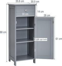 Armadio da Terra per Bagno, Mobile Armadietto con Cassetto, in MDF (E1) di Alta Qualità (Grigio)