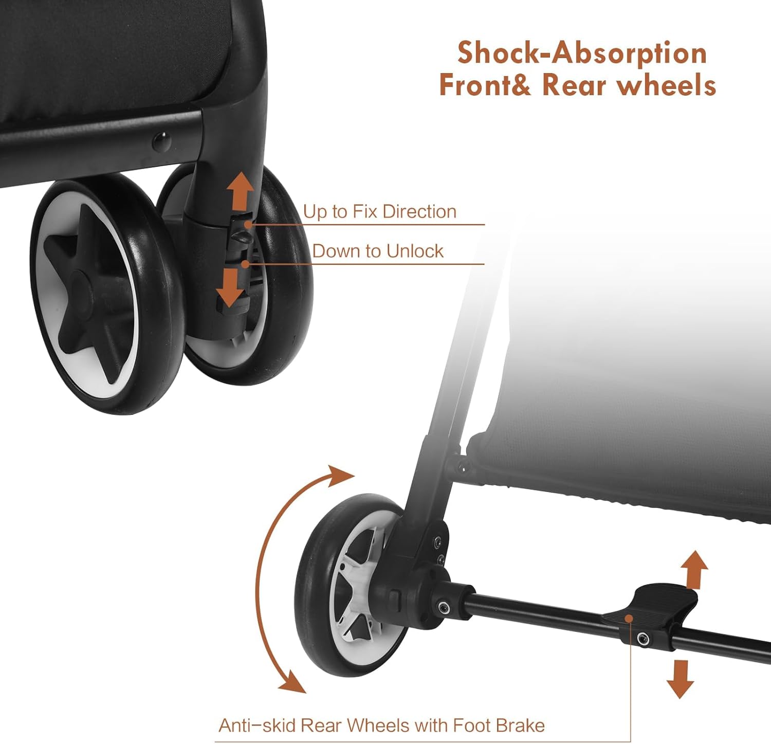 Passeggino Ultraleggero per Bambini 0-36 Mesi, Passeggino Compatto a Ombrello, per Viaggio, Aereo, Pieghevole, Regolabile, con Cintura di Sicurezza, Ruote, Freno, Parasole, Cesto, Grigio