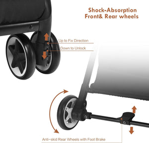 Passeggino Ultraleggero per Bambini 0-36 Mesi, Passeggino Compatto a Ombrello, per Viaggio, Aereo, Pieghevole, Regolabile, con Cintura di Sicurezza, Ruote, Freno, Parasole, Cesto, Grigio