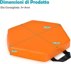 6 Cuscini Esagonali per Bambini con Maniglie, Imbottitura in Schiuma di 5 cm, Sedili Portatili e Flessibili per Asilo Nido, 38 x 34 cm (Arcobaleno)