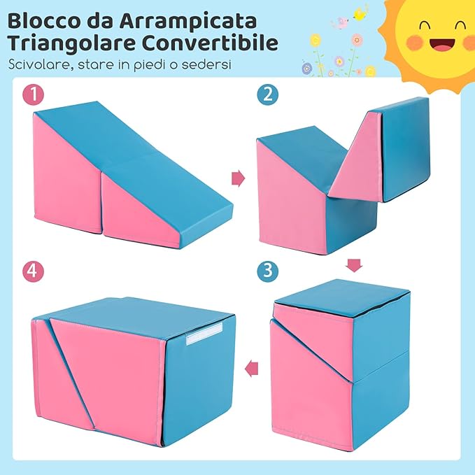 6 Blocchi di Schiuma per Arrampicata, Gioco Morbido per Bambini, Set di Costruzioni Colorate per Arrampicarsi e Strisciare con Tunnel, Scale e Rampetta per Bambini 12 Mesi + (Viola)
