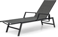 Lettino Prendisole in Rattan per Esterni, Sedia a Sdraio con Braccioli e Schienale Regolabile a 5 Posizioni, Telaio Metallico Robusto, Portico, Cortile, Giardino, Portata 150 kg