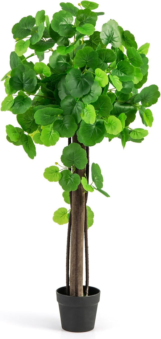 Albero di Begonia Artificiale da 110 CM, Pianta Finta in Vaso con Tronco in Legno Reale, Rami Regolabili, Erba Finta, Pianta da Pavimento per Casa, Ufficio e Matrimonio
