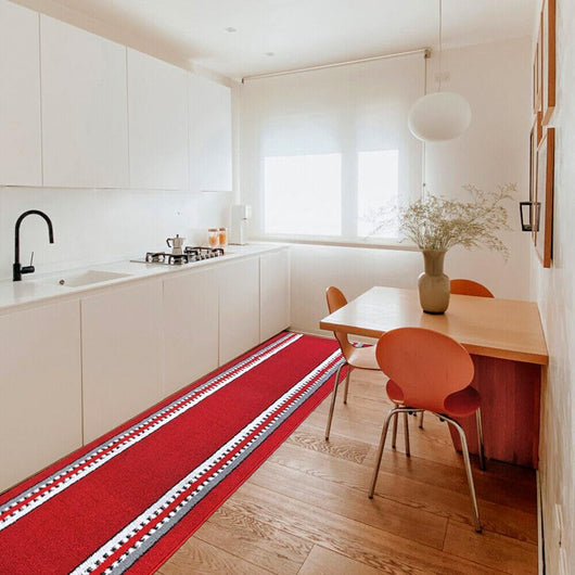 Tappeto Cucina 57x300 cm Antiscivolo Made in Italy Passatoia Corsia Bordata Ingresso Lavabile Bordeaux