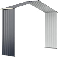 Casetta da Giardino Porta Attrezzi in Lamiera Acciaio Zincato, Capanno da Esterno con Tettoia, Sfilati e Ante Scorrevoli, per Cortile, Giardino e Fattoria (267 x 64 x 202 cm per Estensione)