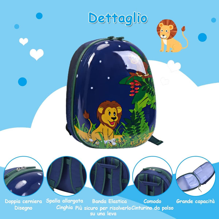 Set di Valigia per Bambini, 16" Valigia+ 12" Zaino, 2 Pezzi, con Ruote Girevoli a 360° e Maniglia Retrattile, Ideale per Viaggiare in Modo Comodo e Divertente (Modello 1)