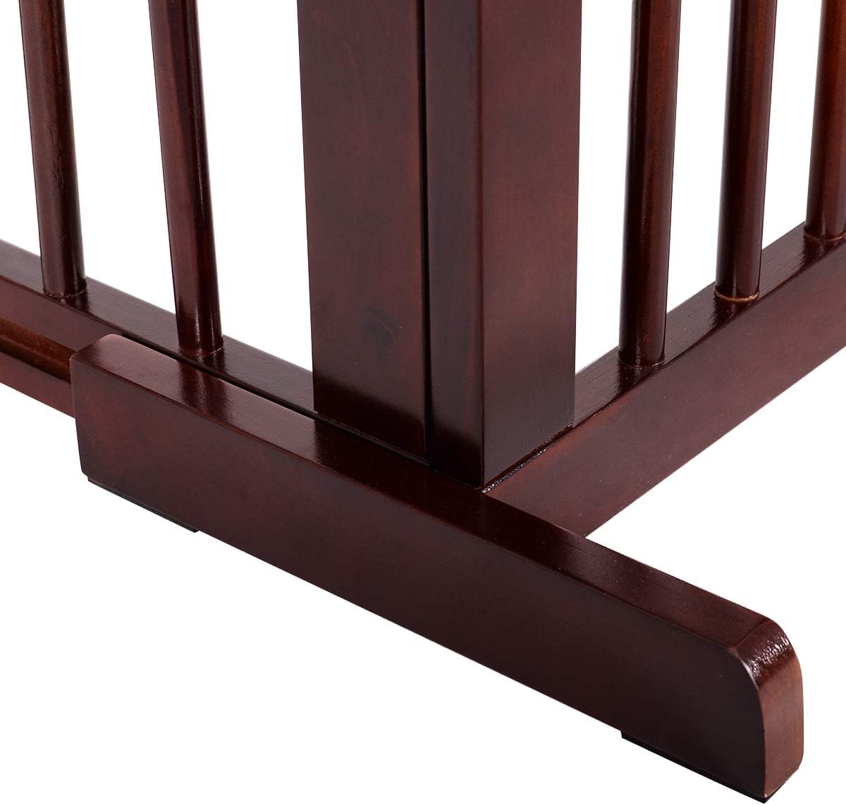 Cancelletto per Cani Regolabile in Legno Massello, con Base Larga e 3 Ante, Ideale per Cani di Piccola/Media Taglia (140-203) x 9,5 x 56 cm, Marrone