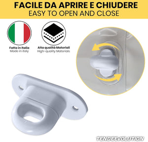 Fermo a farfalla in plastica avorio Cavallotto A Molla per Occhiello Ovale in PVC per Teloni Gazebo Copertura Laterale