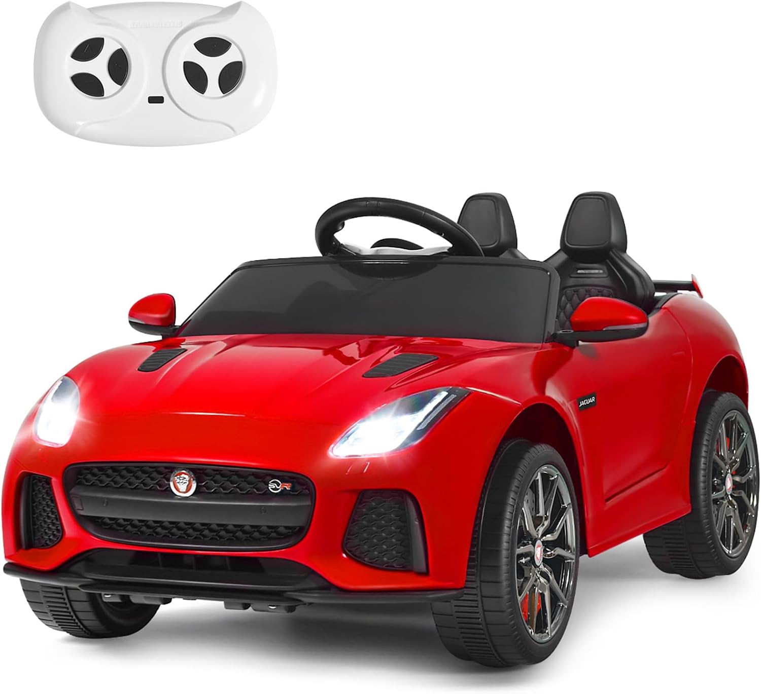 Jaguar Auto Elettrico 12 V per Bambini, Macchina Elettrica con Telecomando, con Luci Musica Storia, Avvio Lento, Velocit¨¤ 3-5 km/h (Rosso)