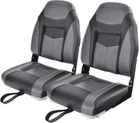 Sedia da Barca, Sedile da Barca Pieghevole con Morbido Cuscino Imbottito, Rivestimento in PVC Impermeabile, 44,5 x 51 x 61 cm (Grigio, 2)