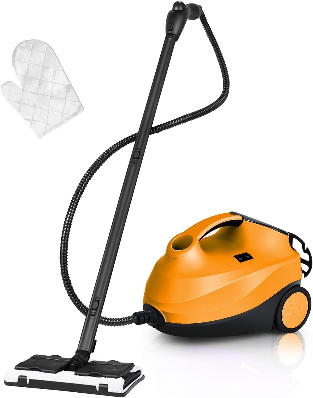 2000W Pulitore a Vapore con 19 Accessori e Serbatoio da 1,5L, Vapore per Tappeti, per Pulizie Profonde Pavimenti Finestre e Macchine (Arancia)