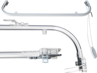 Binario Scorritenda da Parete in Alluminio Bianco, Curve Sporgenti 22cm, Movimento a Corda, Apertura Centrale CM lunghezza 160cm