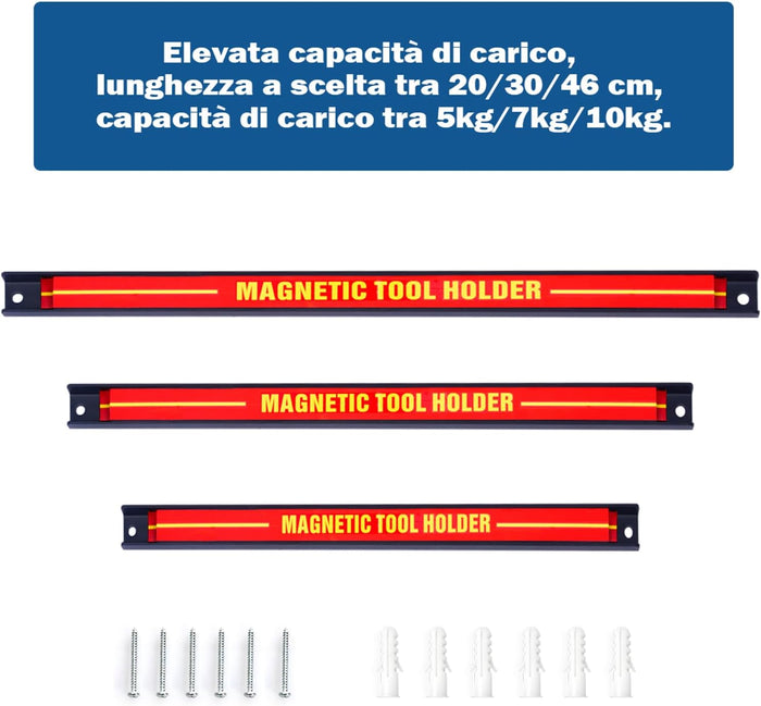 3 pezzi Portautensili Magnetico, Barra Portautensili in Metallo per Officina, Forte Forza Magnetica