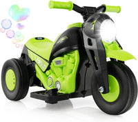 Moto Elettrica per Bambini con Creatore di Bolle, Auto a Bolle per Bambini da 6V, Pulsante Musicale, Faretto a LED, Capacità di 30 kg, per Bambini 3+ anni (Verde)
