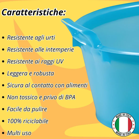 Bacinella Bucato in Plastica Rigida Ovale 22 lt Ø 55cm