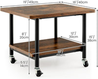 Supporto per Stampante, Carrello Stampante con Ruote Girevoli a 360⁰, Design Rimovibile, Superficie Ampia e Liscia, di Legno e Acciaio, 49 x 40 x 37 cm (Marrone)