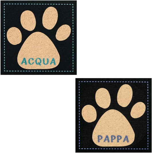 Coppia Tappetini SottoCiotola Gomma Sostenibile Antiscivolo Cane Gatto Quadrati