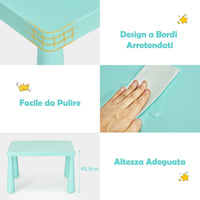 Set di Tavolo e Sedie per Bambini, Multifunzione, Tavolo e 2 Sedie da Gioco, 76,5 x 54,5 x 49,5 cm (Verde)