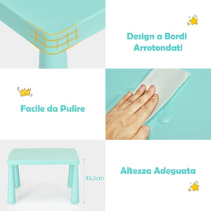 Set di Tavolo e Sedie per Bambini, Multifunzione, Tavolo e 2 Sedie da Gioco, 76,5 x 54,5 x 49,5 cm (Verde)