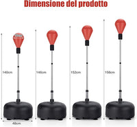 Sacco da Boxe da Terra Regolabile in 4 Posizioni, Sacco da Boxe con Supporto e Base Stabile, Ideale per Adulti e Bambini