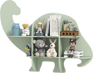Libreria da Parete per Bambini a Forma di Dinosauro, Mensola a 2 Ripiani in Legno da Appendere, Scaffale da Parete per Camera dei Bambini Camera da Gioco Asilo, 105,5x16x78,5 cm