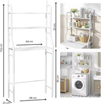 Mobile Salvaspazio per Lavatrice con 3 Ripiani Anti-Ribaltamento, Scaffale Organizer per Bagno e Lavanderia