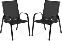 Set di 2 Sedie da Giardino, Sedie da Giardino per Patio in Textilene, con Braccioli Curvi, Telaio in Metallo, Sedia da Bistrot Portata 200 kg, Per Giardino Patio, 56 x 72 x 90 cm (Nero)