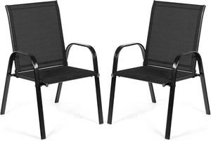 Set di 2 Sedie da Giardino, Sedie da Giardino per Patio in Textilene, con Braccioli Curvi, Telaio in Metallo, Sedia da Bistrot Portata 200 kg, Per Giardino Patio, 56 x 72 x 90 cm (Nero)